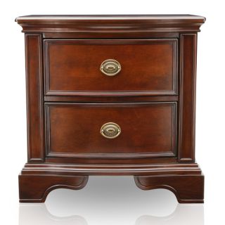 Furniture of America Laurelle Dark Cherry Finish 2 drawer Nightstand
