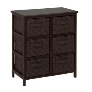 Honey Can Do 6 Drawer Woven Strap Chest in Espresso TBL 03759