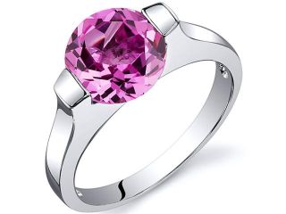 Bezel Set 2.75 carats Pink Sapphire Engagement Ring in Sterling Silver Size  5, Available in Sizes 5 thru 9