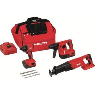 Hilti 18 Volt Lithium Ion Cordless Rotary Hammer Drill/Reciprocating Saw/Impact Driver Combo Kit (3 Tool) 3487022