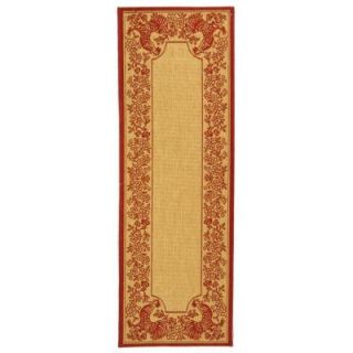 Safavieh Courtyard Natural/Red 2 ft. 3 in. x 10 ft. Runner CY3305 3701 210