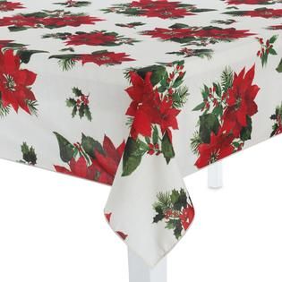Essential Home 60 x 102 Christmas Poinsettia Oblong Tablecloth