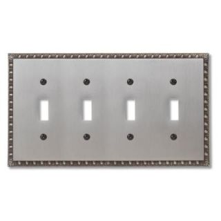 Amerelle Renaissance 4 Toggle Wall Plate   Antique Nickel 90T4AN