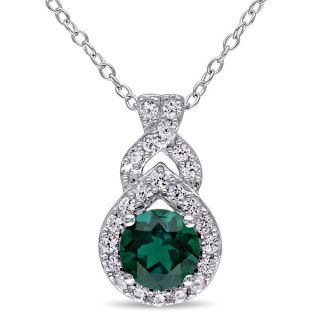 Miadora Sterling Silver Created Emerald and Created White Sapphire