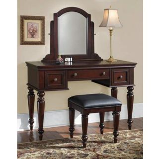 Home Styles Lafayette Vanity Table, Mirror and Bench, Cherry