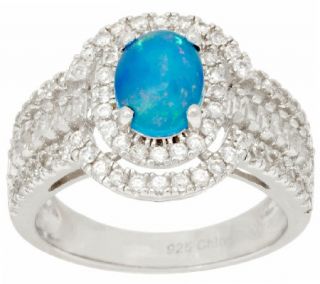 Graziela Gems Ethiopian Opal & White Zircon Sterling Ring, 1.00 ct tw —