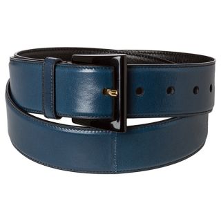 Prada Madras Dark Bue Leather Belt  ™ Shopping   Top