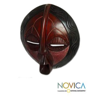 Handcrafted Sese Wood Wise and Prudent African Mask (Ghana