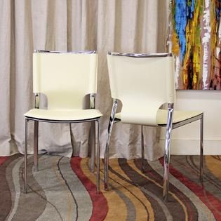 Baxton  Montclare Ivory Leather Modern Dining Chair (Set of 2)