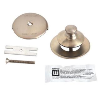 Watco Universal NuFit Push Pull Bathtub Stopper, 1 Hole Overflow, Silicone Kit and Non Grid Strainer, Brushed Nickel 48700 PP BN