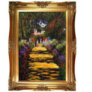 36 in. x 24 in. Garden Path at Giverny Hand Painted Classic Artwork MON1620 FR 6996G24X36