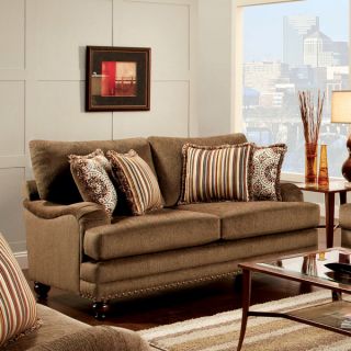 Furniture of America Armande Transitional Style Brown Loveseat