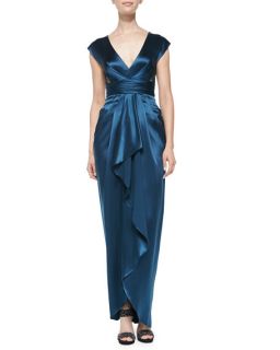 Catherine Malandrino Ruffle Front Gown W/ Lace Back