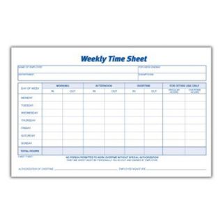 Part Weekly Time Sheet by Adams Business Forms