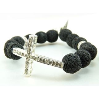 Pretty Little Style Lava Stone Cross Bracelet  ™ Shopping