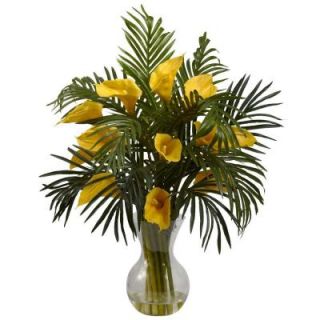 Nearly Natural Calla Lily and Palm Combo in Yellow 1301 YL