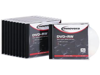Dvd+Rw Discs, 4.7Gb, 4X, W/Slim Jewel Cases, Silver, 10/Pack