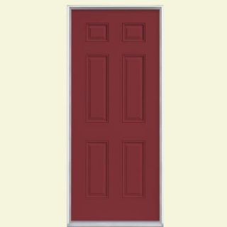 Masonite 36 in. x 80 in. 6 Panel Painted Steel Prehung Front Door with No Brickmold 22754