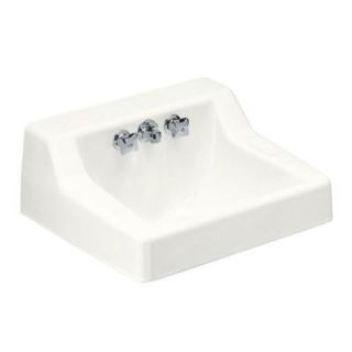 KOHLER Hampton Wall Mount Cast Iron Bathroom Sink in White with Overflow Drain K 2705 0
