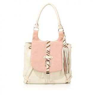 Sharif Leather and Haircalf Drawstring Hobo   7713577