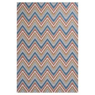 Kas Rugs Chevron Multi/Blue 3 ft. 4 in. x 4 ft. 11 in. All Weather Patio Area Rug HOR572334X411