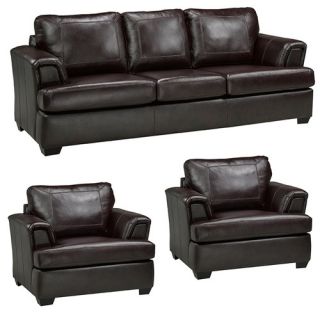 Royal Cranberry Italian Leather Sofa and 2 Chair Set