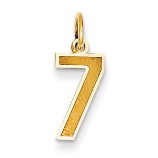 14k Yellow Gold Small Satin Number 7 Charm Pendant
