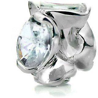 Pacific Charms Silver Tone Crystal Bead, "Bling" Clear Crystal
