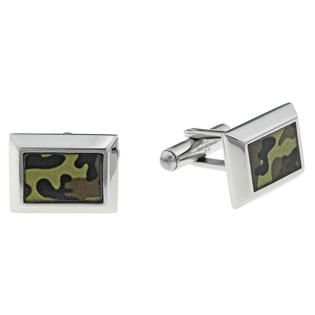 Stainless Steel Cuff Links with Camouflage Accent   Jewelry   Mens