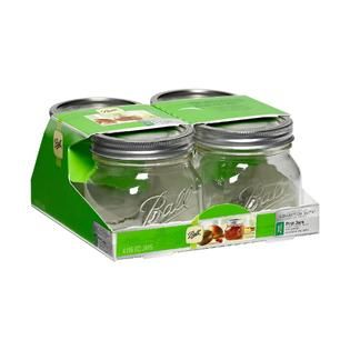 Ball  4 Wide Mouth Contemporary Styled Glass Preserving Jars With Lids