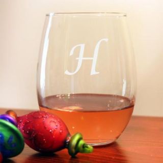 Personalized Stemless Wine Glasses (Set of 8) Letter N