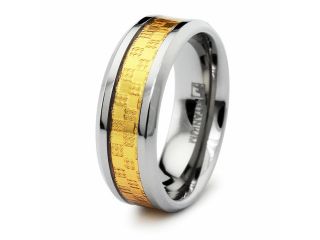 Titanium Ring with Golden Carbon Fiber