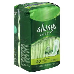 Always Pads, Ultra Thin, Without Wings, Long, Super, 40 pads   Health
