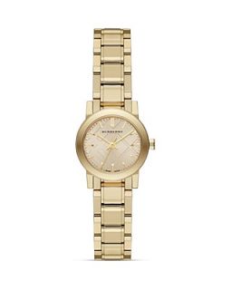Burberry Mini Gold Tone Check Dial Watch, 26mm