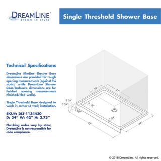 DreamLine Slimline 4 Single Threshold Shower Base