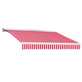 Awntech 216 in Wide x 120 in Projection Red/White Stripe Slope Patio Retractable Remote Control Awning