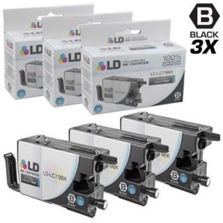 LD Compatible Replacements for Brother LC79BK Set of 3 Black Extra High Yield Inkjet Cartridges for use in Brother MFC J5910DW, J6510DW, J6710DW, and J6910DW Printers