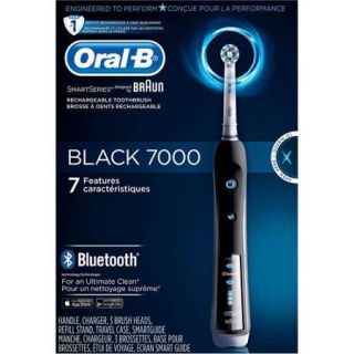 Oral B 7000 SmartSeries with Bluetooth Electric Rechargeable Power Toothbrush, Black, 6 pc