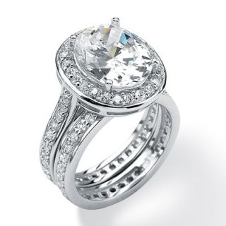 Palm Beach Jewelry Platinum/Silver Oval and Round Cubic Zirconia