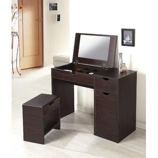 Furniture of America Multi functional Henners Walnut Vanity Table with