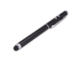 Black 3 in 1 Stylus Red Laser Pointer LED Light Pen Powerful Beam