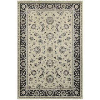 Bordered Traditional Persian Ivory/ Navy Rug (110 x 3)  