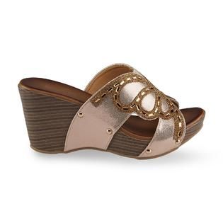 Attention Womens Minna Champagne Wedge Sandal   Clothing, Shoes