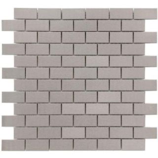 Merola Tile Alloy Subway 11 3/4 in. x 11 3/4 in. x 8 mm Stainless Steel Over Porcelain Mosaic Wall Tile MDMSSSW