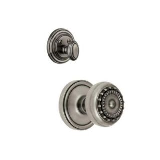 Grandeur Georgetown Single Cylinder Antique Pewter Combo Pack Keyed Differently with Parthenon Knob and Matching Deadbolt GEOPAR 68 AP KD