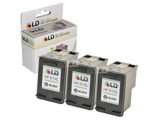LD Remanufactured Replacement Ink Cartridges for HP CH563WN HP 61XL / 61 High Yield Black (3 Pack) for the HP ENVY 5530, 5531, HP DeskJet 3054, J610a, 2514, 3512, 3056A, OfficeJet 4632 DeskJet 3056A