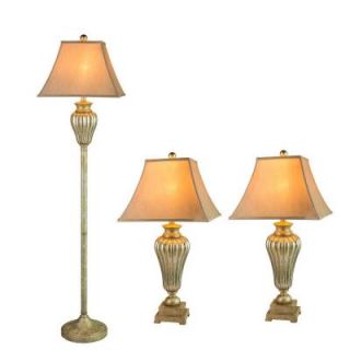 Fangio Lighting 63.5 in. Silver Metal and Glass Lamp Set (3 Piece) 5064