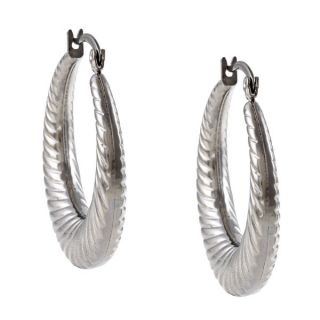 La Preciosa Stainless Steel Twisted Hoop Earrings   13867145
