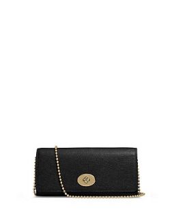 COACH Slim Envelope Wallet on Chain Crossbody in Embossed Textured Leather