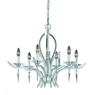 Illumine 6 Light Chrome Plated Chandelier with Crystal Drops Glass Shade CLI TR29493